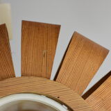 Scandinavian-style wooden pendant light.