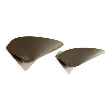 Pair of vintage wall lights, white lacquered metal, France 1970
