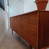 Scandinavian teak row 50s-60s, French manufacture signed Eros