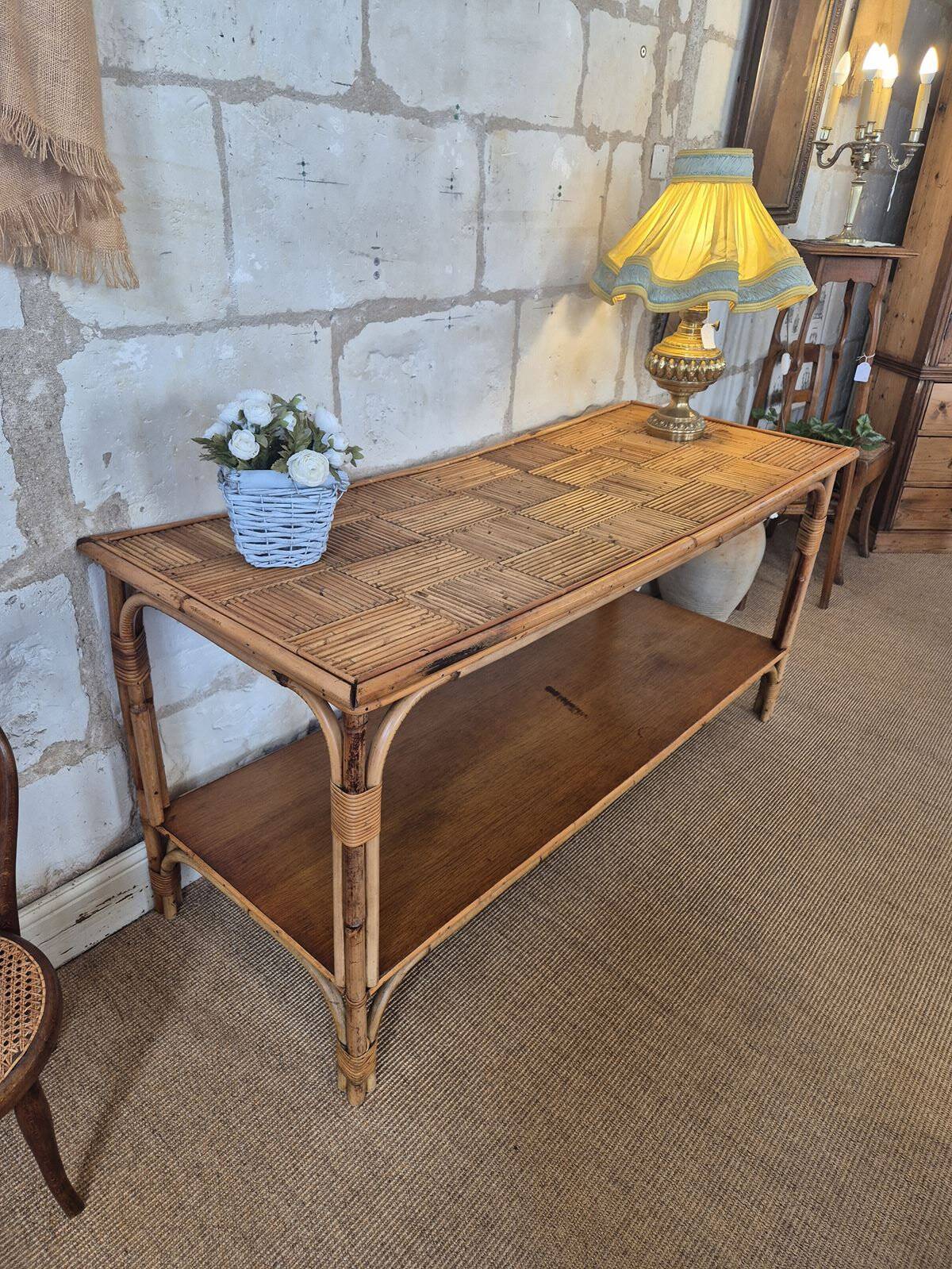 Vintage rattan console