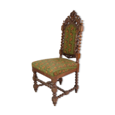 High-Backed Chair in Solid Oak with the Style of the Renaissance