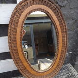 Wicker mirror 60s vintage 52x36cm