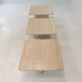 Set of 3 italian travertine coffee or side tables, 1980s