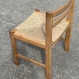 Vintage dining chairs set of 6 oak and rattan design minimalist design