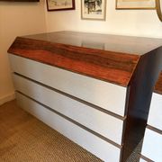 Pair of vintage rosewood and brushed aluminium chests of drawers