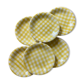 6 plates with starter or dessert Salins model Saint Raphaël yellow