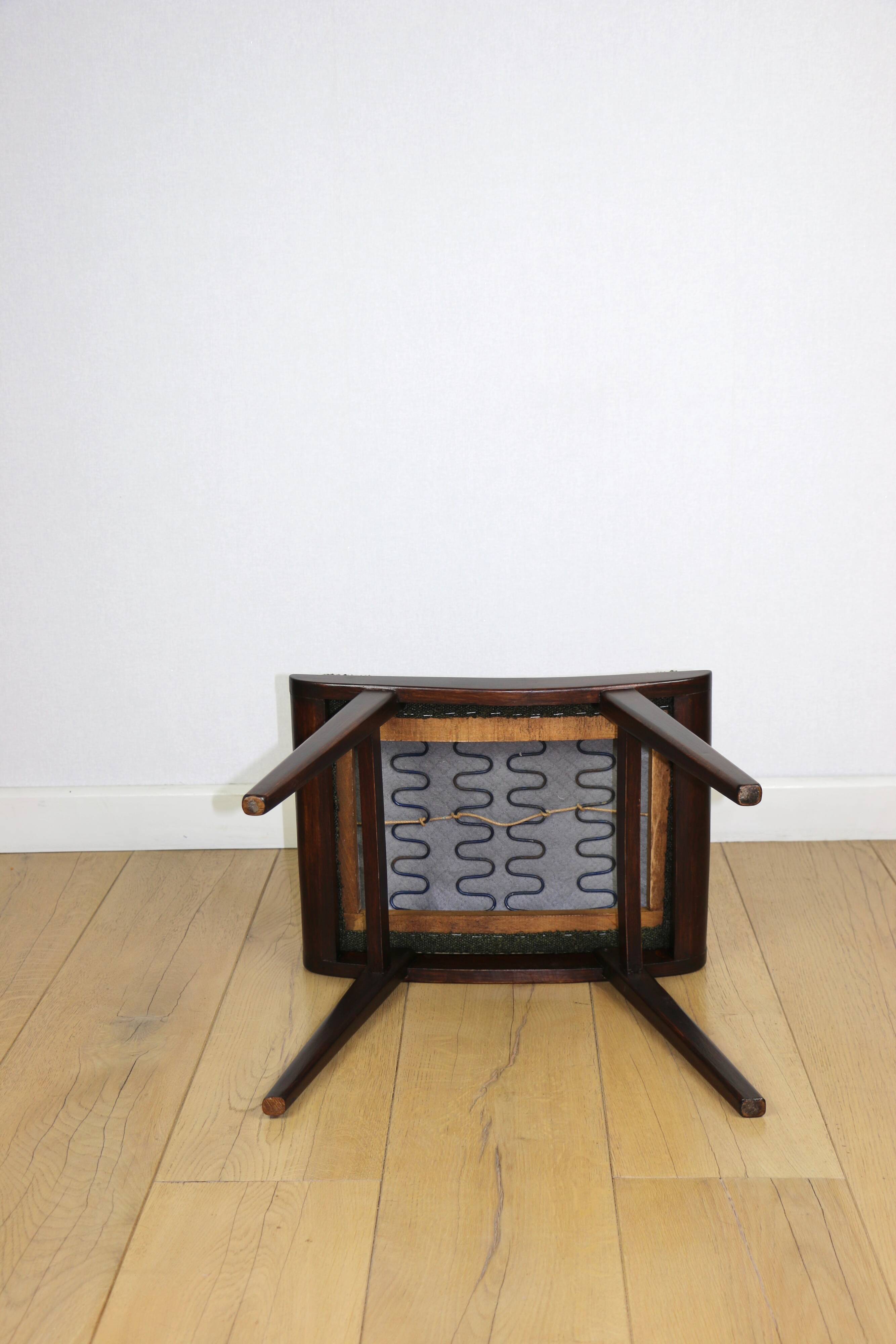 Green olive Art Deco stool seat - 1960s