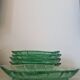 Set of 5 small pressed green glass dishes - Art Deco style / Wine