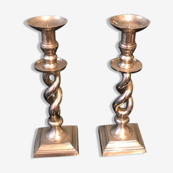 Pair of metal candle holders