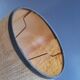 Table lamp foot turned wood, lampshade jute - vintage 1970