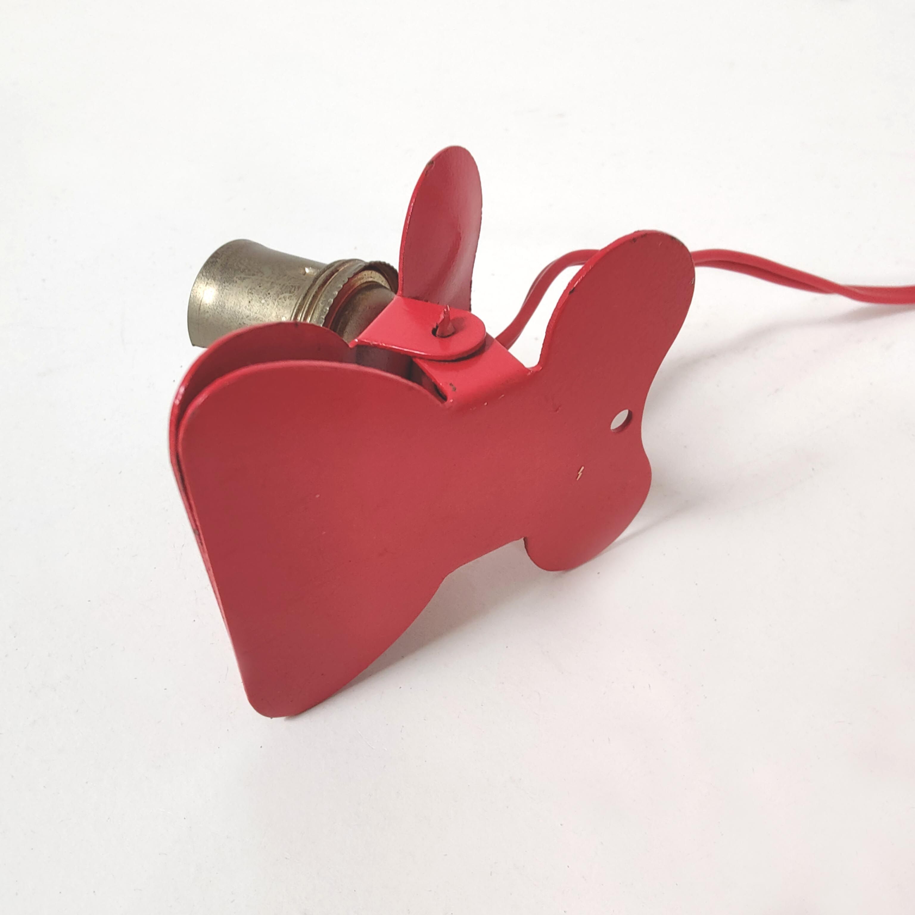 Vintage mushroom spot lamp with red metal clip