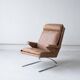 Vintage swing armchair and stool in leather by reinhold adolf for cor, 1970s, set of 2