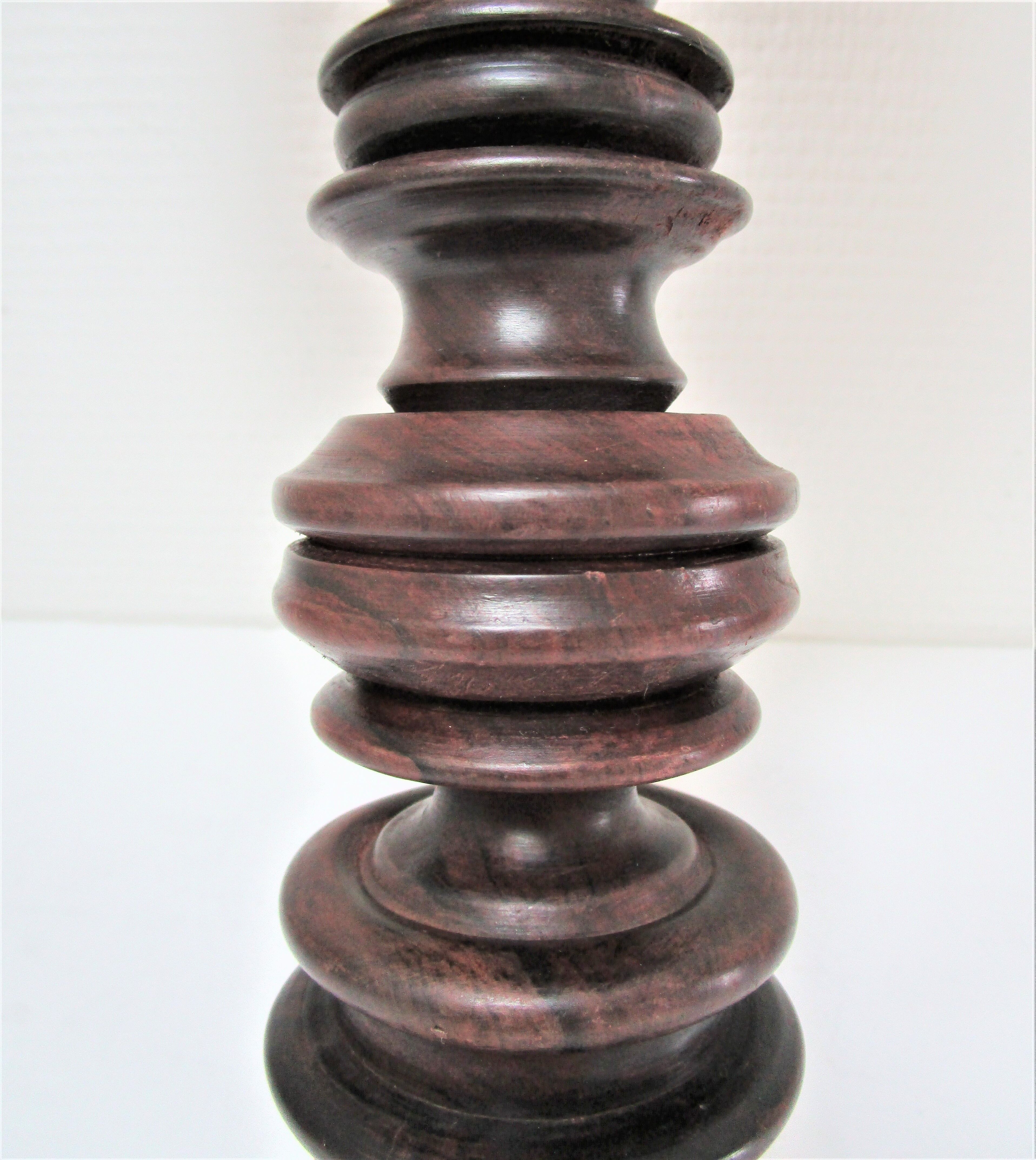 Wood lamp turned vintage rope blinds