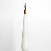 Rare Uno & Östen Kristiansson pendant lamp in opal glass and teak | Made by