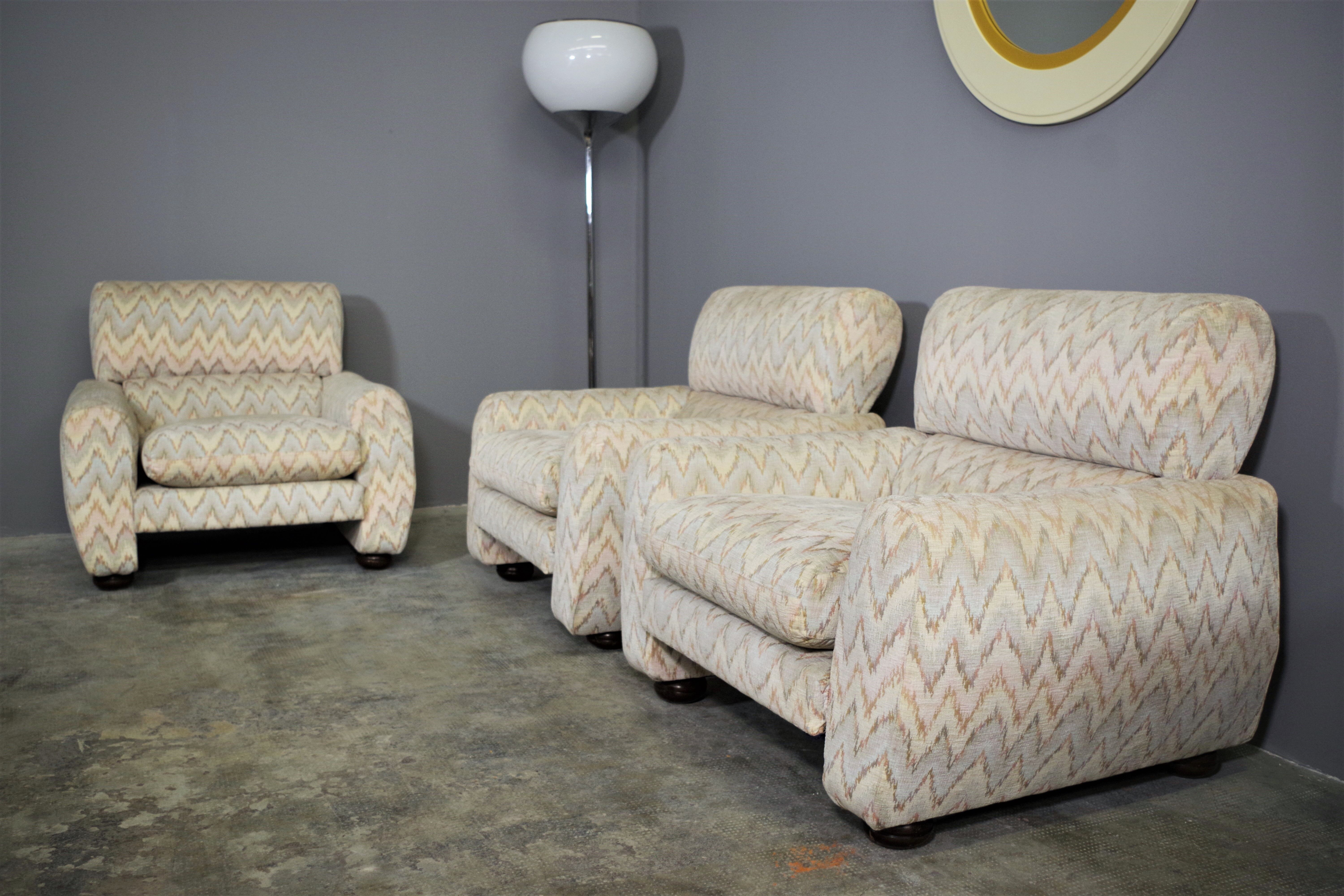 Missoni armchairs, 1970s, set of 3