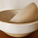 Duo of salad bowls in beige sandstone Digoin