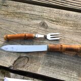 8 bamboo cake forks 60s