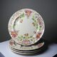4 antique dessert plates Longchamp Daisies ironstone polychrome