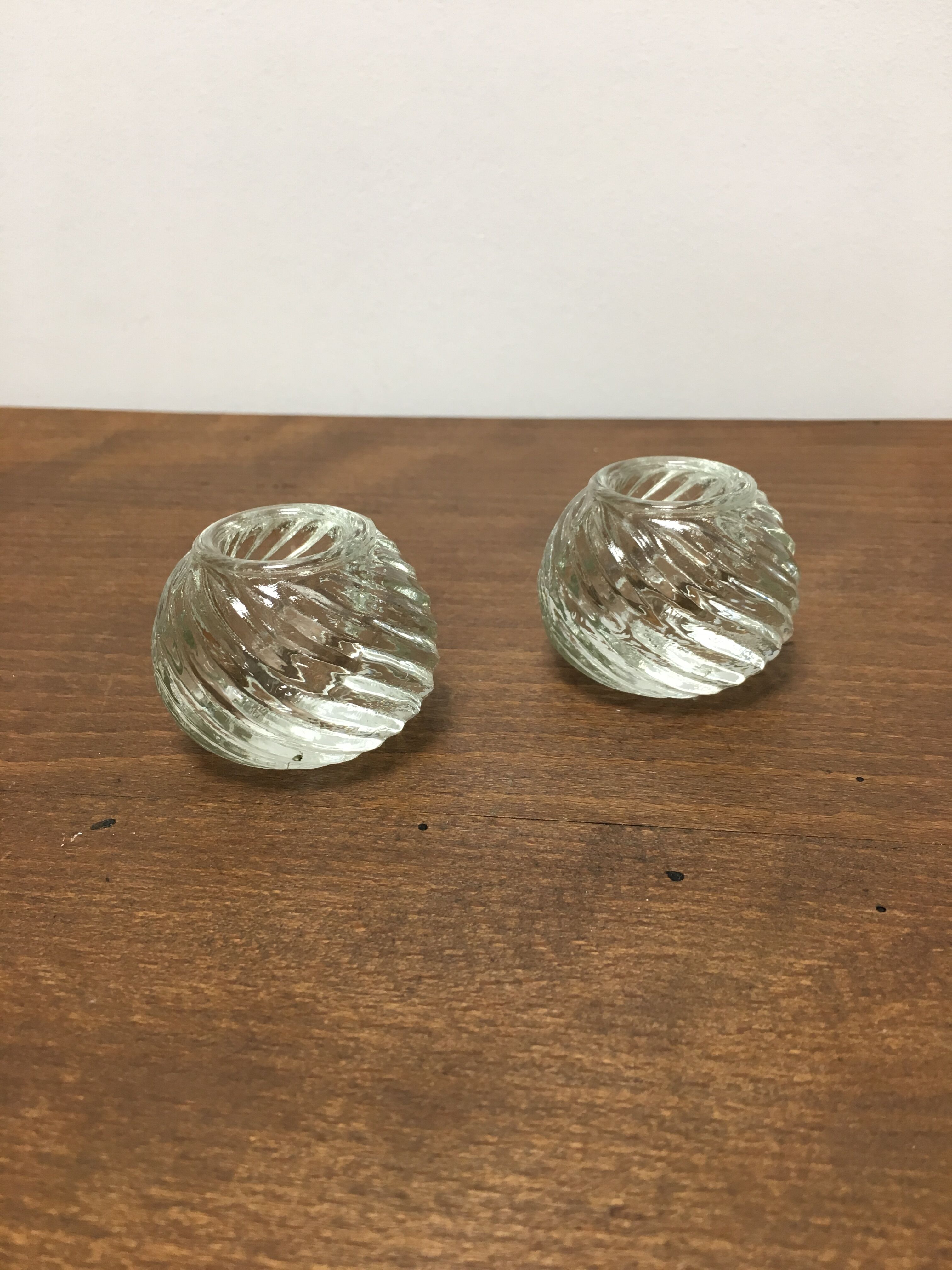 Pair of glass candlesticks