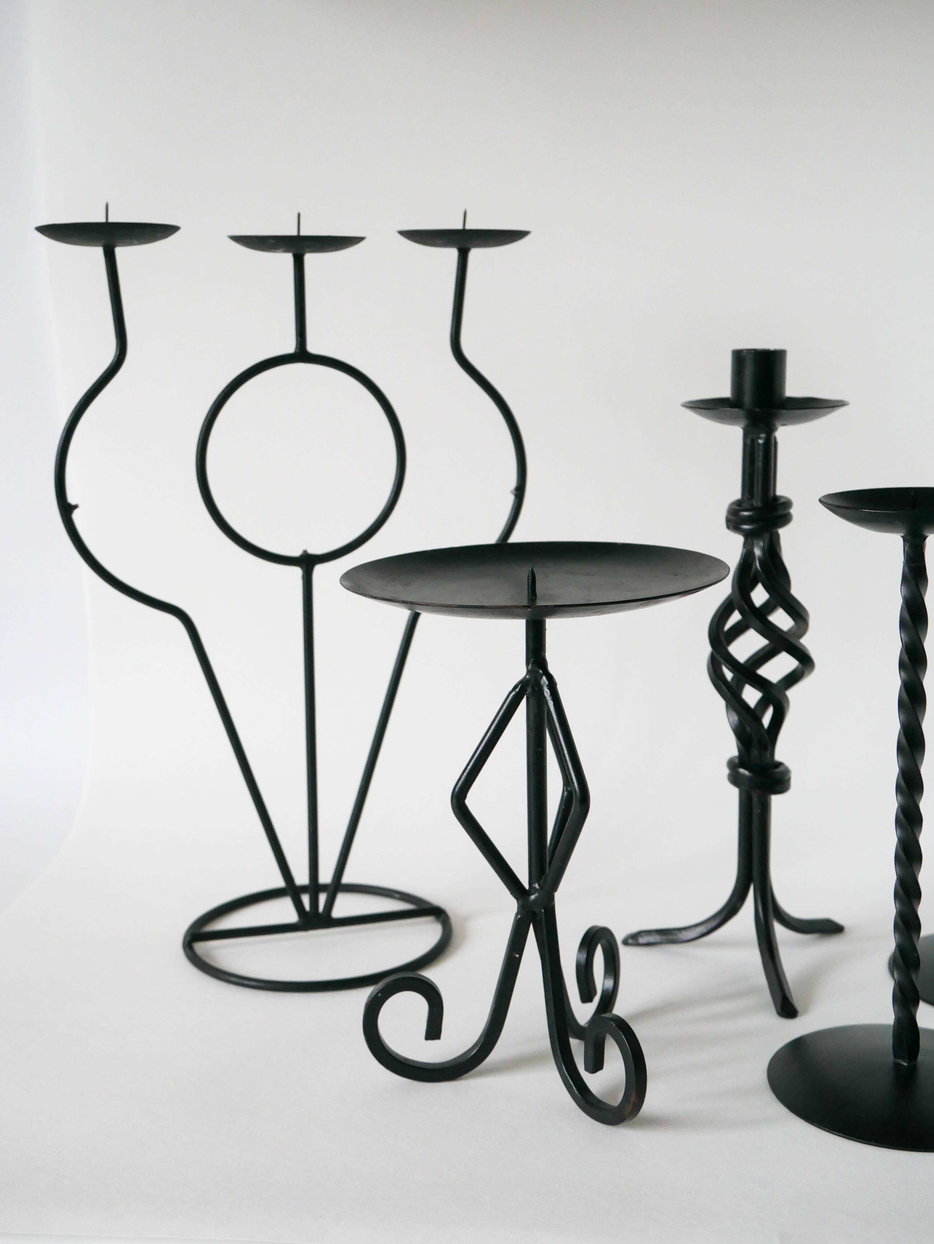Wrought iron candle holder, Brutalist, 1970