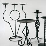 Wrought iron candle holder, Brutalist, 1970