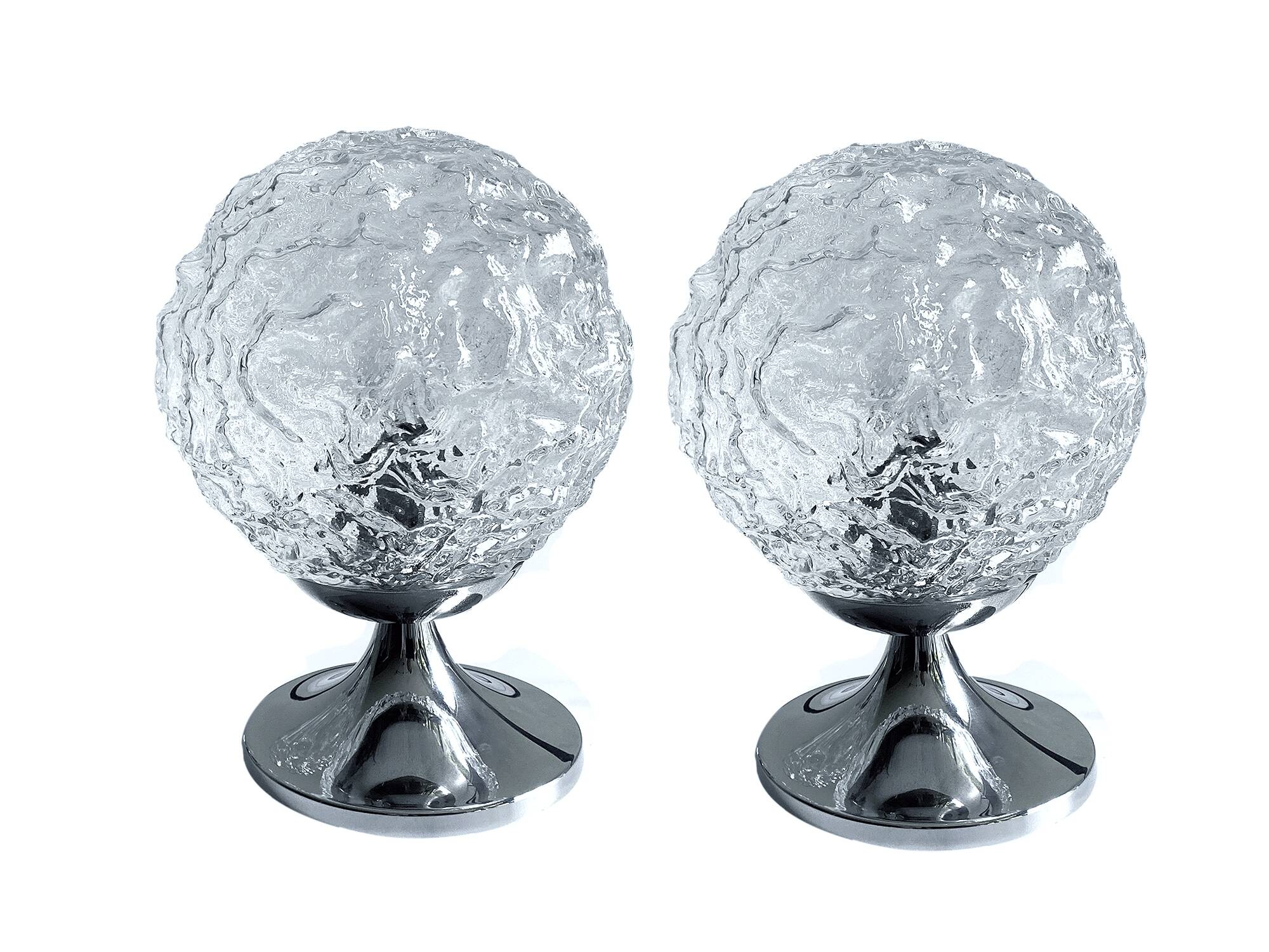 Pair of Vintage Glass Bubble Bedside Lamps