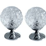 Pair of Vintage Glass Bubble Bedside Lamps
