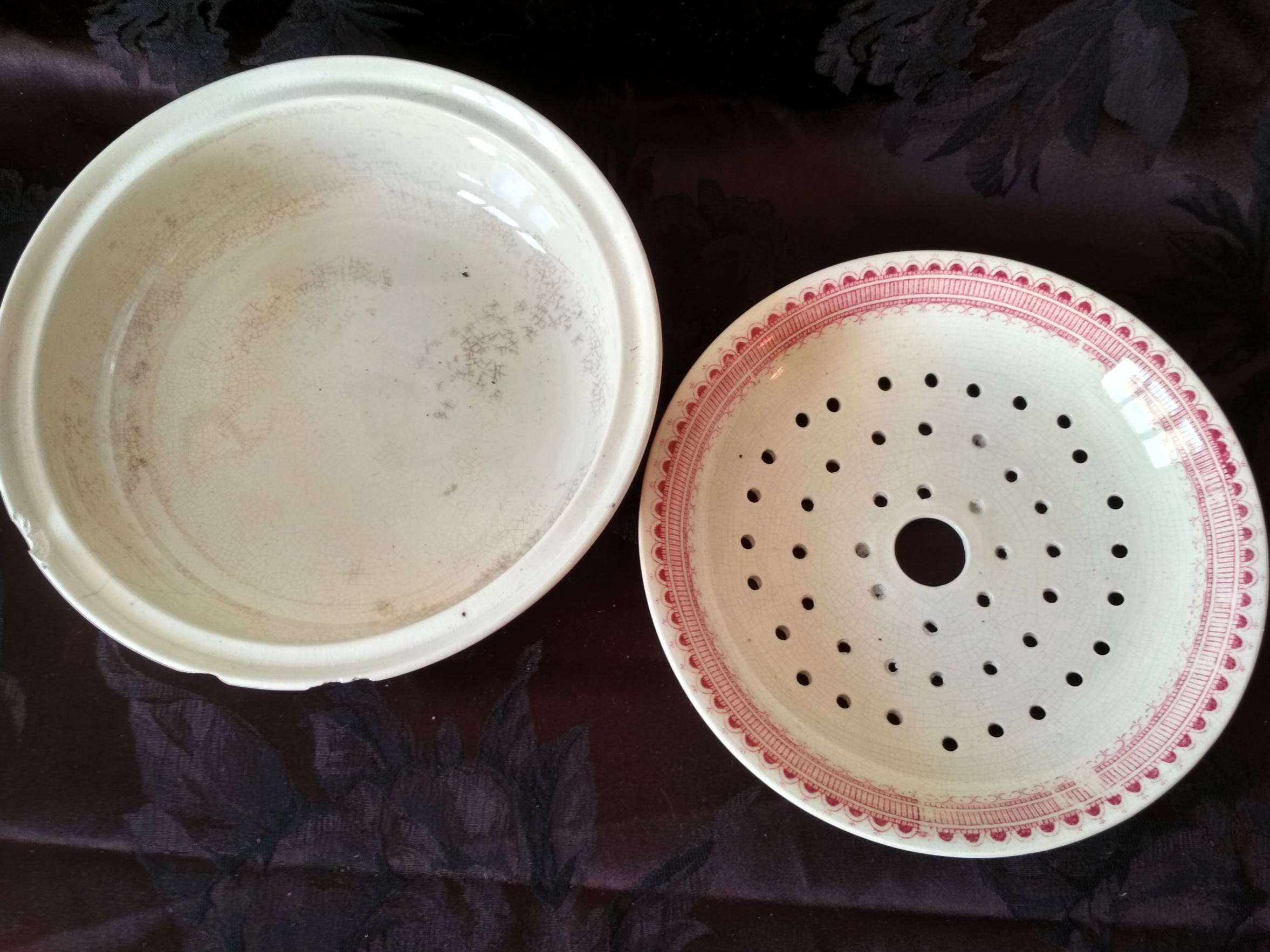 Hollow plate fruit drain - sarreguemines earthenware "calcutta"