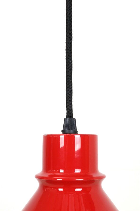Set of 2 Nordisk Solar Compagni “Super Space” pendant lights, red, small version, Danish modern design, 1970s