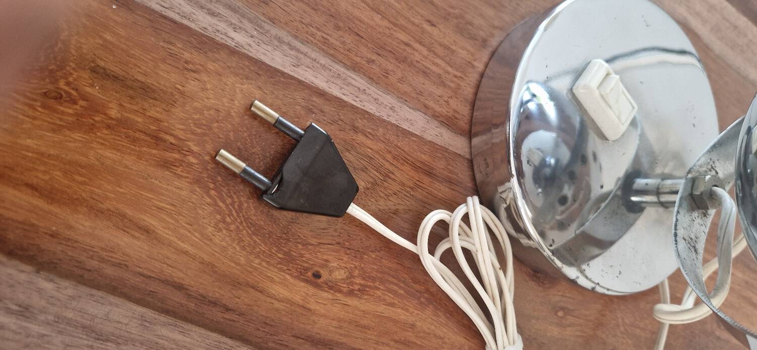 Pair of 1960s Space Age design chrome lamps