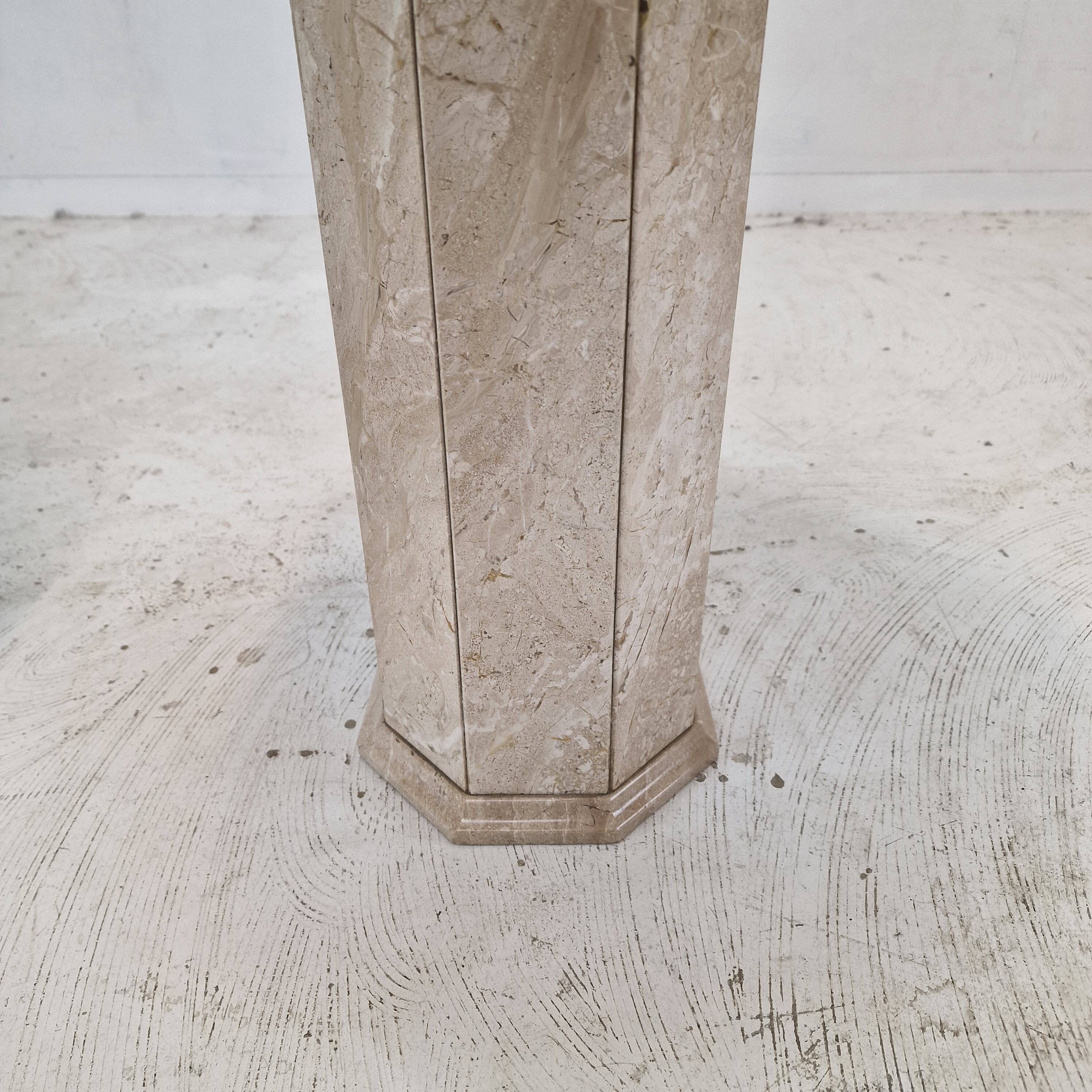 Set of 2 Italian Travertine Pedestals or Side Tables, 1980s