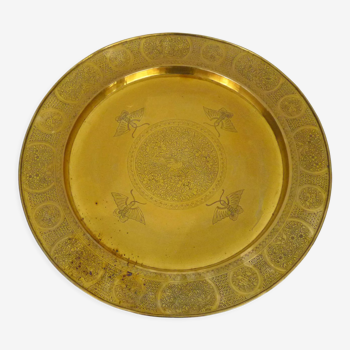 Asian tray (Laos or China) in gilded bronze. Diameter: 52.5cm