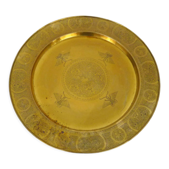 Asian tray (Laos or China) in gilded bronze. Diameter: 52.5cm