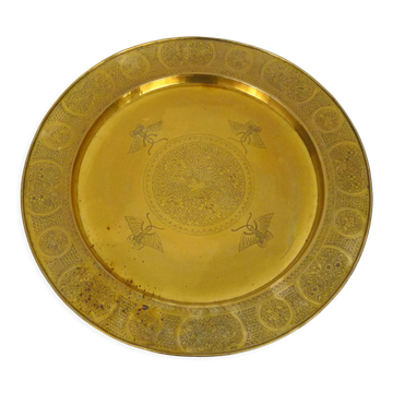 Asian tray (Laos or China) in gilded bronze. Diameter: 52.5cm