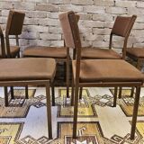 Lot de 6 chaises vintage en métal noir 1970