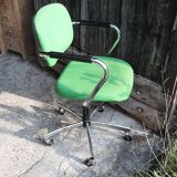Ancien Fauteuil de Bureau Pivotant Vert