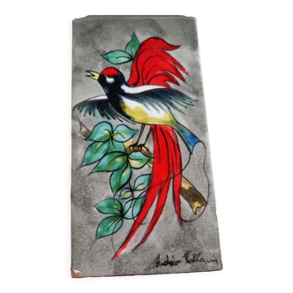Tile bird of paradise art deco Vallauris