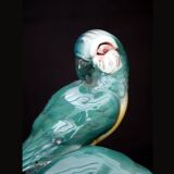 Figurine en faïence, une paire de perroquets en porcelaine allemande