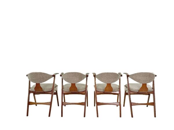 Suite de 4 chaises vintage en corne de vache - Louis van Teeffelen, tissu De Ploeg