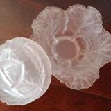 Glass candy box in cabbage shape - Portieux glassware signed