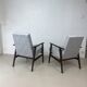Pair of Henryk Lis 300-190 armchairs, 1970s, heathered grey-blue fabric. Ref: