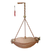Art Deco style washbasin suspension in pale pink frosted glass