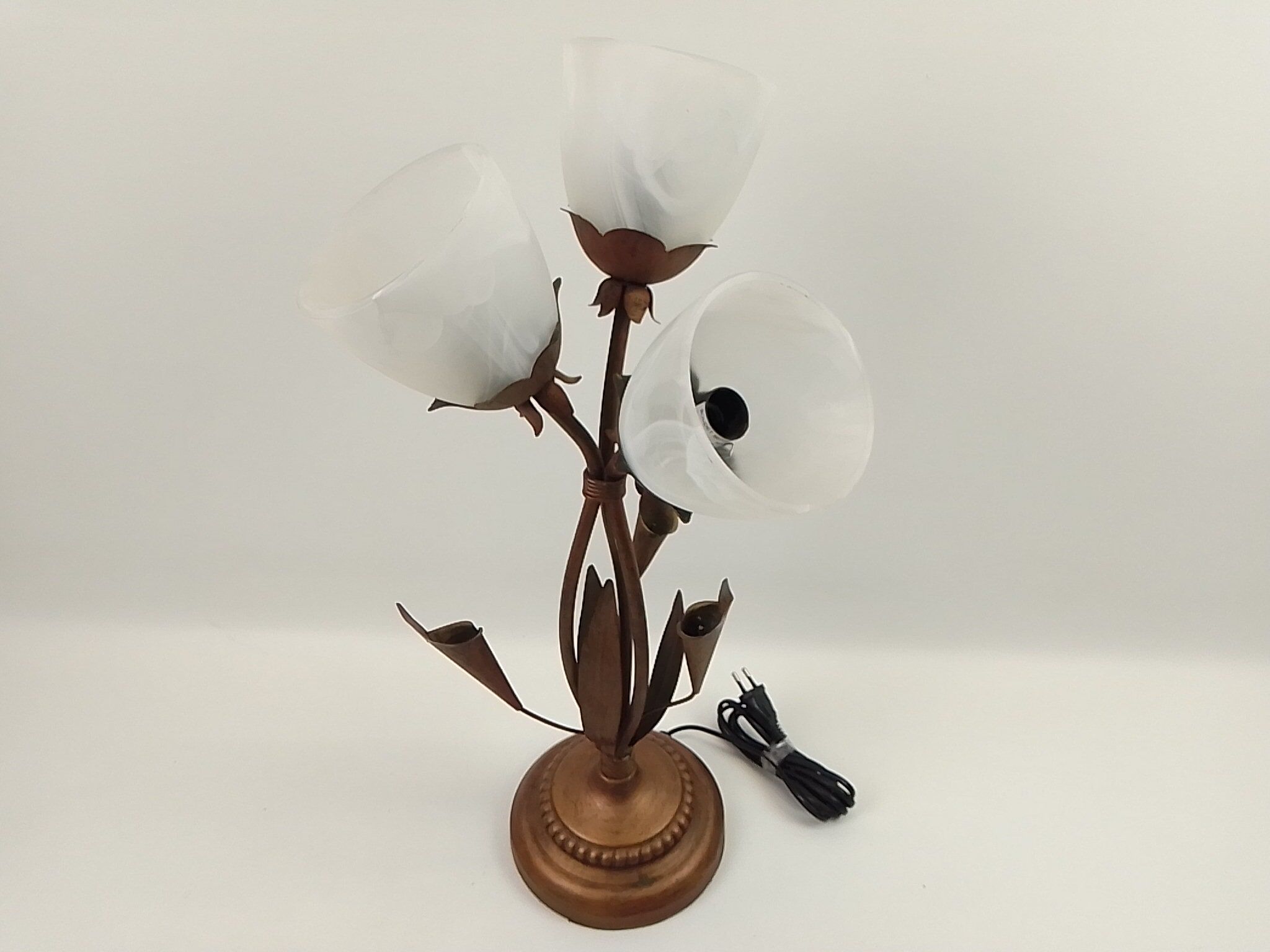 Lampe à poser 3 feux en métal et verre