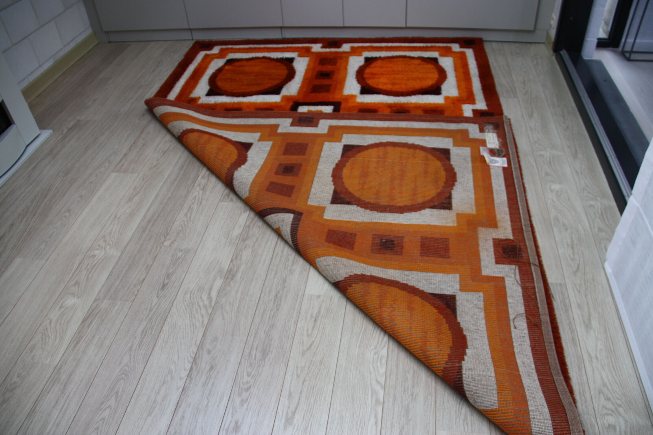 Vintage carpet in wool - 'fity shades of orange' - Germany - 1960's