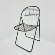 Niels Gammelgaard for Ikea grey wire metal folding chair, 1970s