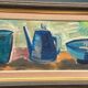 Large Original Swedish Oil on Panel – “Kettle Bowl and Glass” by Louis Zelig – Signed – Vintage & Framed – 40 × 80 cm (15.7" × 31.5")
