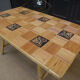 Rattan and ceramic table 1960