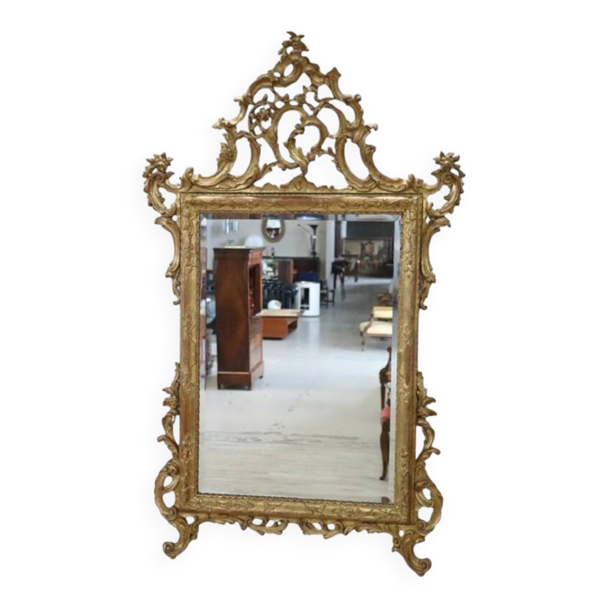 Louis XVI Style Carved And Gilded Wood Wall Mirror, Italy Early 20th Century