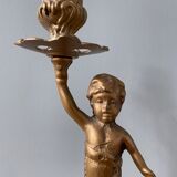 Old candlestick candlestick cherub in bronze