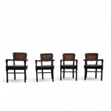 4 x RAC Royal English dining chairs / green leather cushions